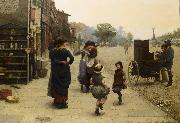 Frederick james shields An impromptu dance a scene on the Chelsea Embankment oil on canvas